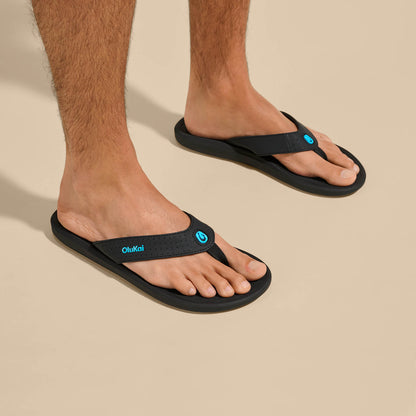 OluKai | Ki‘i Men’s Water Ready Beach Sandals - Lava Rock / Bold Blue