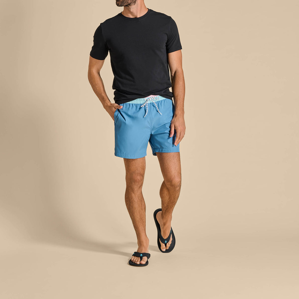 OluKai | Ki‘i Men’s Water Ready Beach Sandals - Lava Rock / Bold Blue