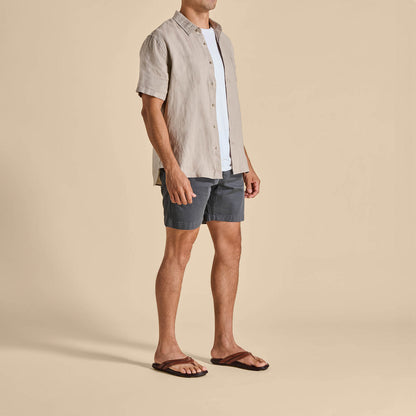 OluKai | Mea Ola Men's Leather Sandals - Tan / Dark Java