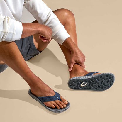 OluKai | Ulele Men's Beach Sandals - Blue Depth / Charcoal