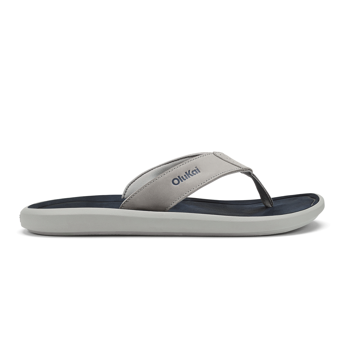 OluKai | Pili Men’s Waterproof Leather Sandals - Ash / Mood Indigo