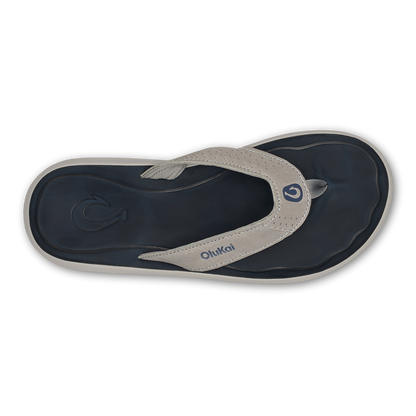 OluKai | Pili Men’s Waterproof Leather Sandals - Ash / Mood Indigo