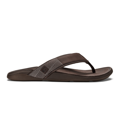 OluKai | Tuahine Men's Waterproof Leather Beach Sandals - Dark Wood