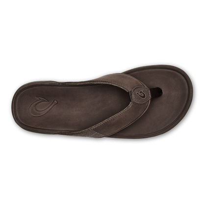 OluKai | Tuahine Men's Waterproof Leather Beach Sandals - Dark Wood