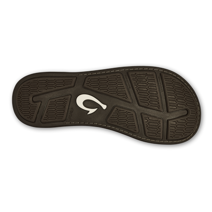 OluKai | Tuahine Men's Waterproof Leather Beach Sandals - Dark Wood