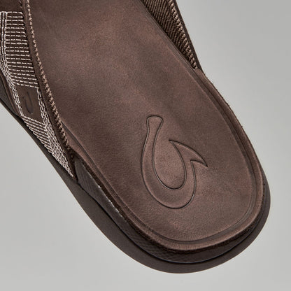 OluKai | Tuahine Men's Waterproof Leather Beach Sandals - Dark Wood