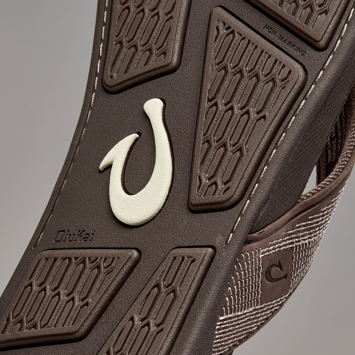 OluKai | Tuahine Men's Waterproof Leather Beach Sandals - Dark Wood