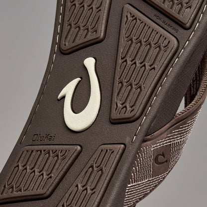 OluKai | Tuahine Men's Waterproof Leather Beach Sandals - Dark Wood