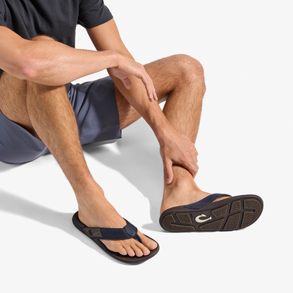 OluKai | Tuahine Men's Waterproof Leather Beach Sandals - Trench Blue