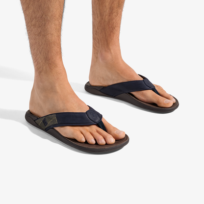 OluKai | Tuahine Men's Waterproof Leather Beach Sandals - Trench Blue
