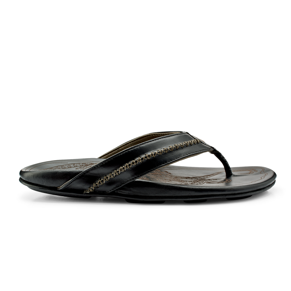 OluKai | OluKai Mea Ola - Black | Men's Leather Beach Sandals