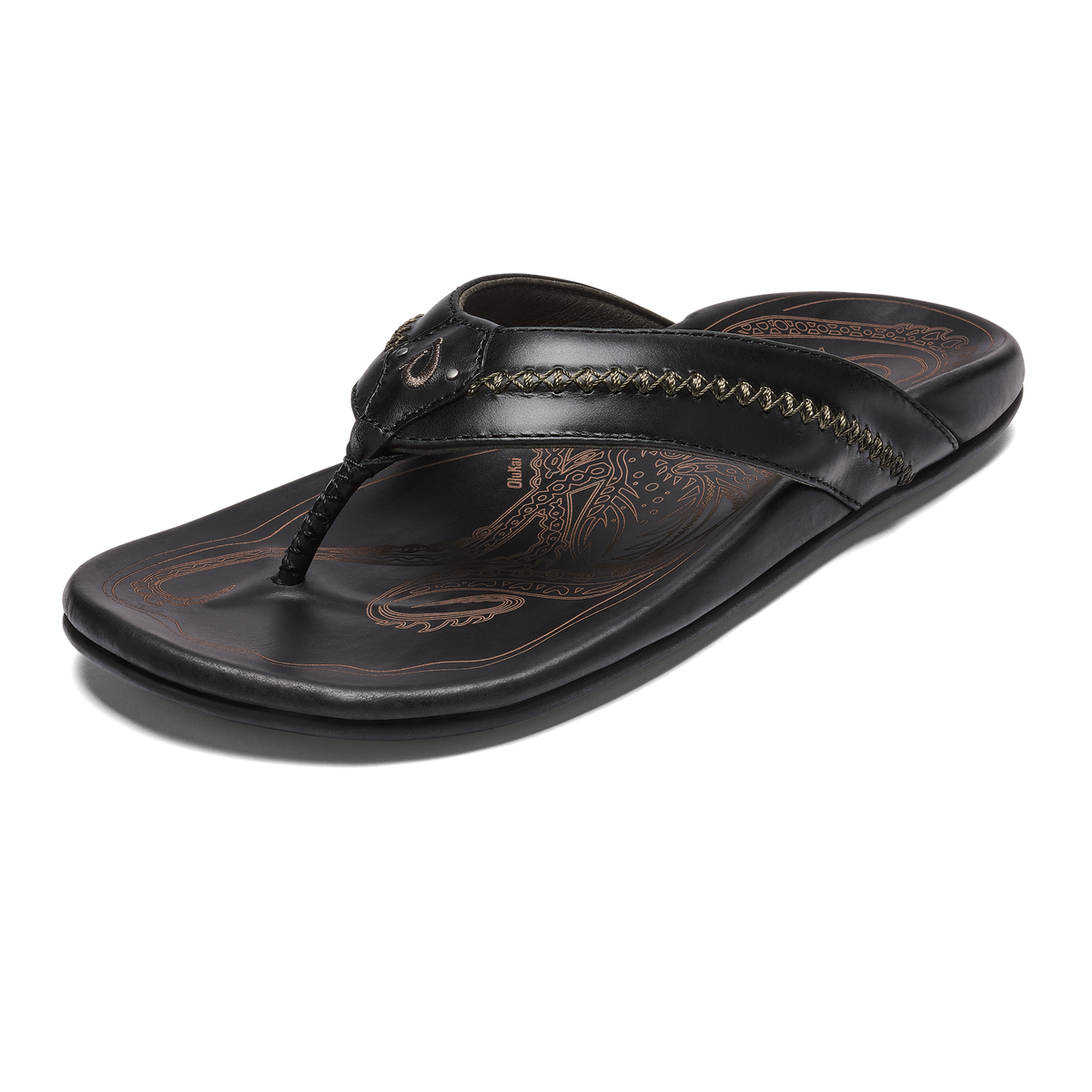 OluKai | OluKai Mea Ola - Black | Men's Leather Beach Sandals