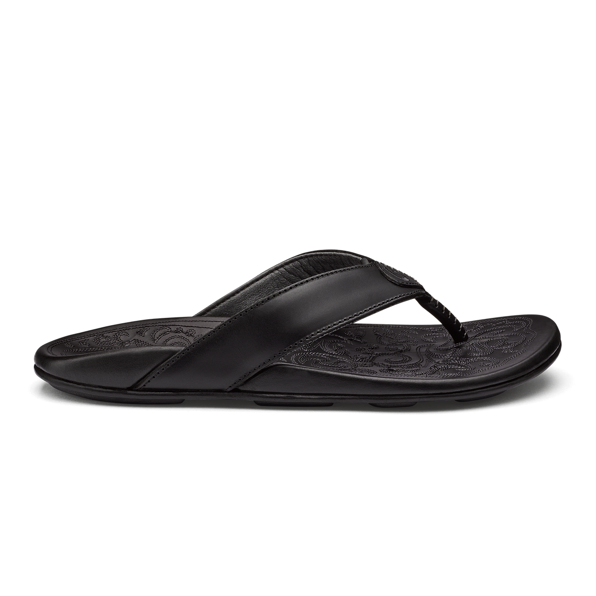 OluKai | Mekila Men's Full-Grain Leather Beach Sandals - Black