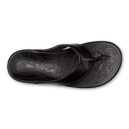 OluKai | Mekila Men's Full-Grain Leather Beach Sandals - Black