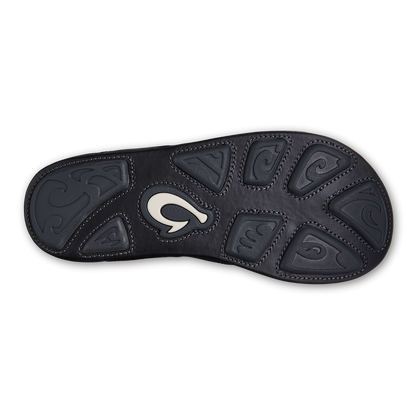 OluKai | Mekila Men's Full-Grain Leather Beach Sandals - Black