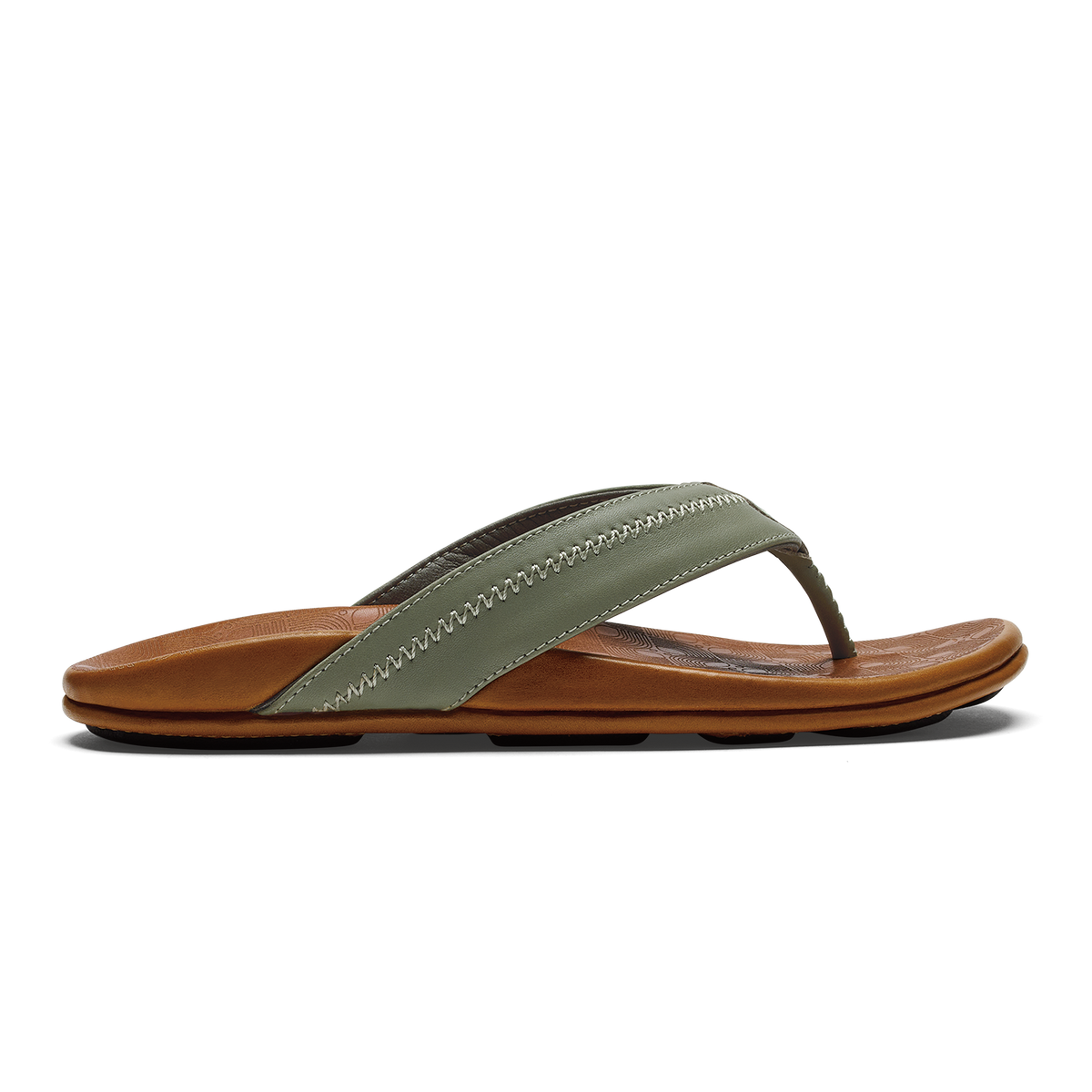 OluKai | Hiapo - Odyssey Grey / Sahara Men’s Leather Beach Sandals