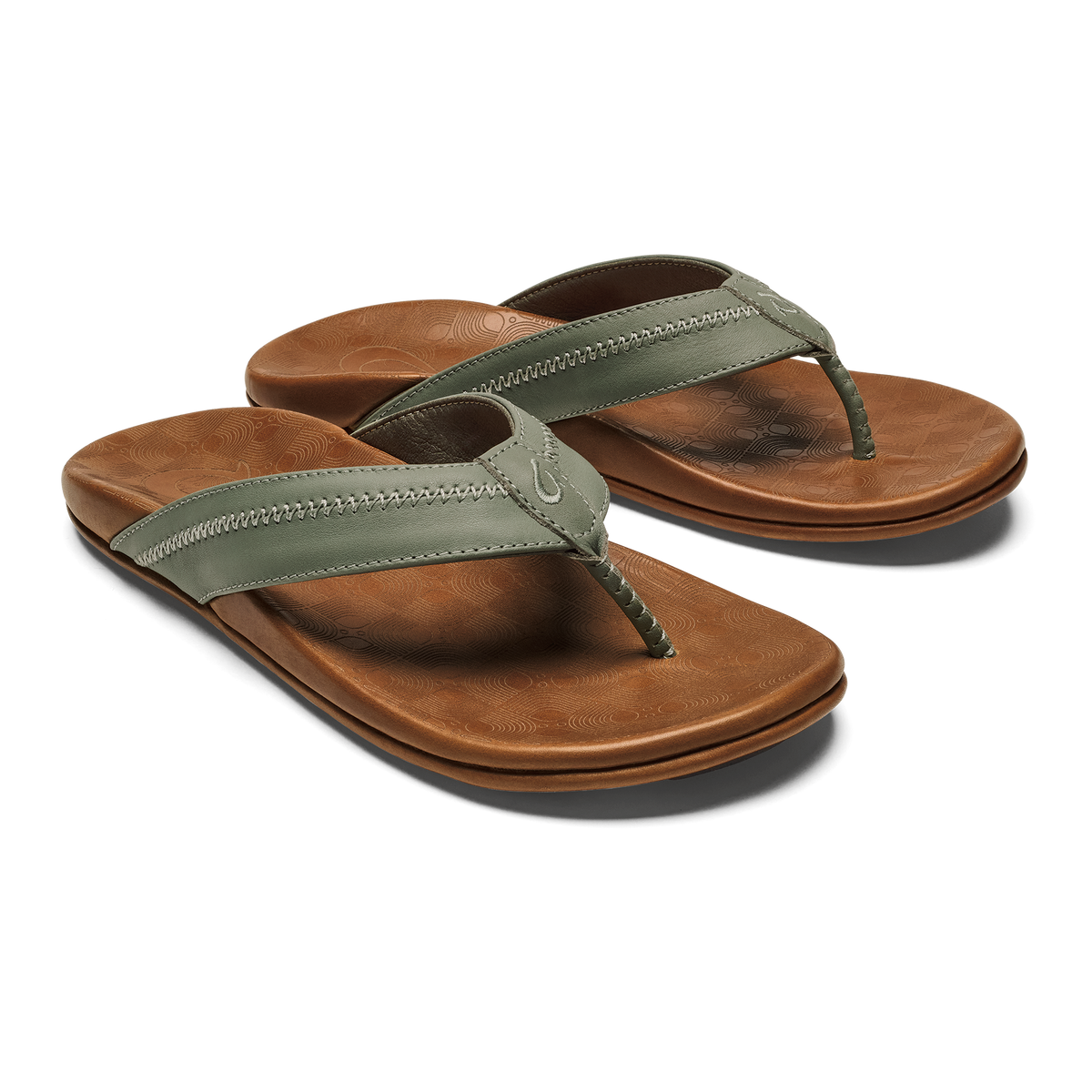 OluKai | Hiapo - Odyssey Grey / Sahara Men’s Leather Beach Sandals