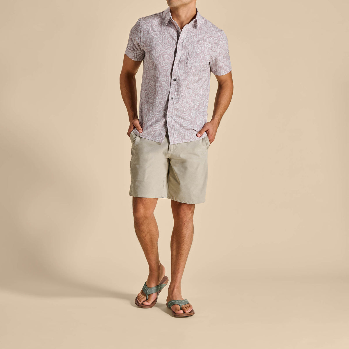 OluKai | Hiapo - Odyssey Grey / Sahara Men’s Leather Beach Sandals