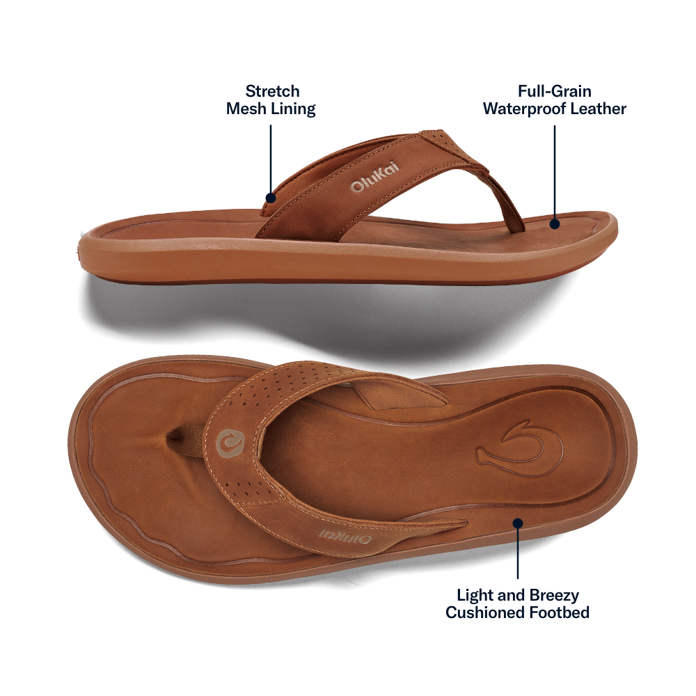 OluKai | Pili Men’s Waterproof Leather Sandals - Fox