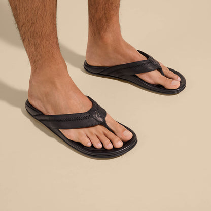 OluKai | Hiapo - Lava Rock Men’s Leather Beach Sandals