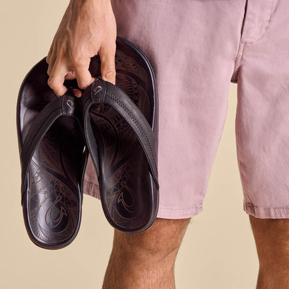 OluKai | Hiapo - Lava Rock Men’s Leather Beach Sandals