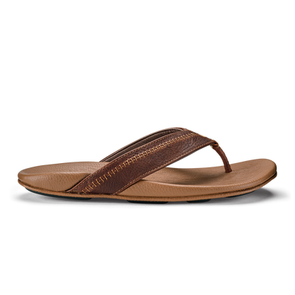 OluKai | Hiapo -Dark Java / Toffee Men’s Leather Beach Sandals