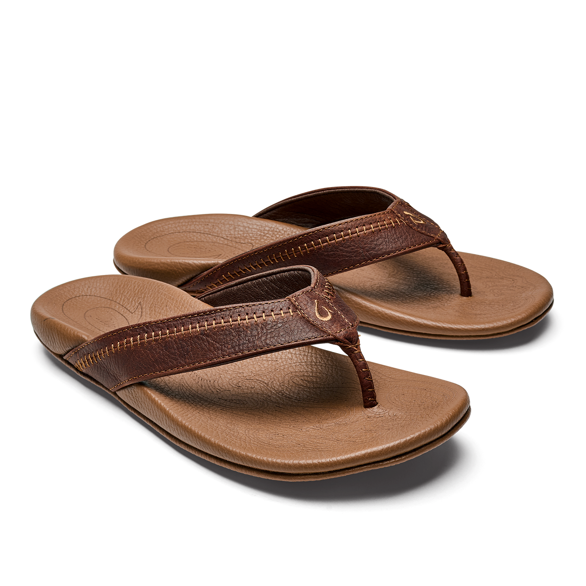 OluKai | Hiapo -Dark Java / Toffee Men’s Leather Beach Sandals