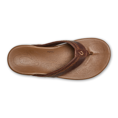 OluKai | Hiapo -Dark Java / Toffee Men’s Leather Beach Sandals
