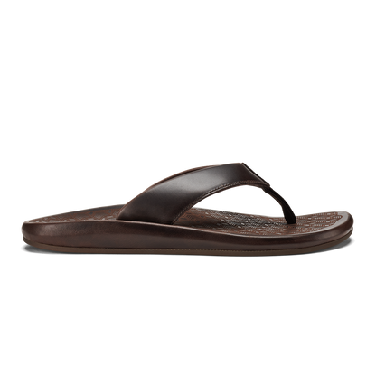 OluKai | ‘Ilikai Men‘s Leather Beach Sandals - Dark Wood