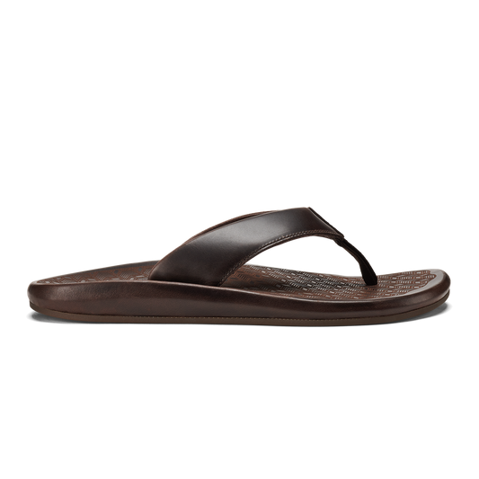 OluKai | ‘Ilikai Men‘s Leather Beach Sandals - Dark Wood