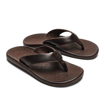 OluKai | ‘Ilikai Men‘s Leather Beach Sandals - Dark Wood