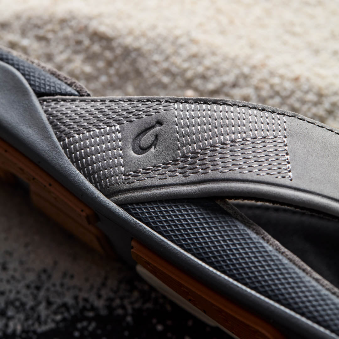 OluKai | Tuahine Men's Waterproof Leather Beach Sandals - Rock