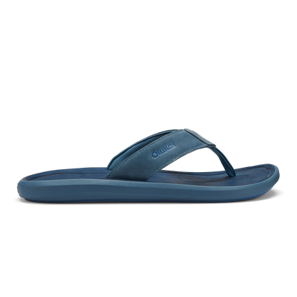 OluKai | Pili Men’s Waterproof Leather Sandals - Blue Fog / Coastal Blue