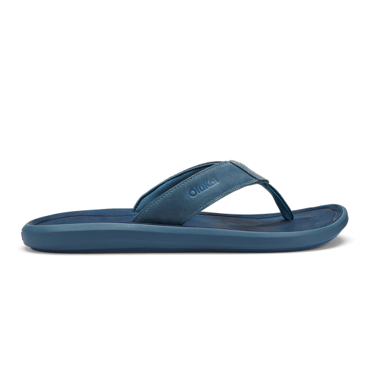 OluKai | Pili Men’s Waterproof Leather Sandals - Blue Fog / Coastal Blue