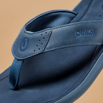 OluKai | Pili Men’s Waterproof Leather Sandals - Blue Fog / Coastal Blue