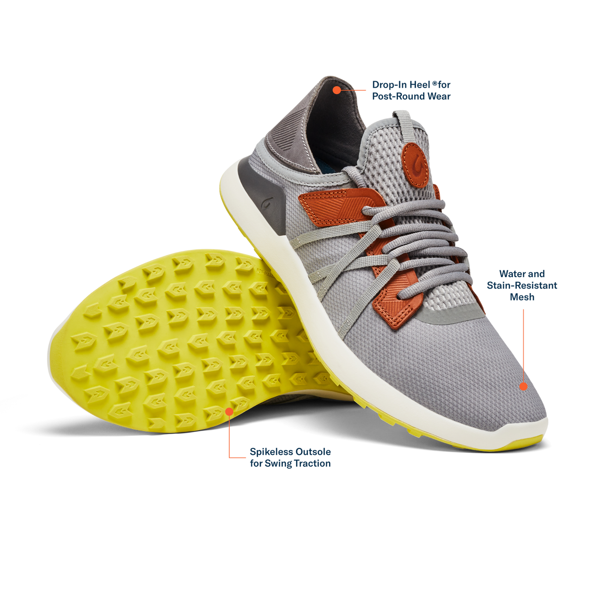OluKai | Manele Men’s Breathable Golf Shoes - Poi / Charcoal