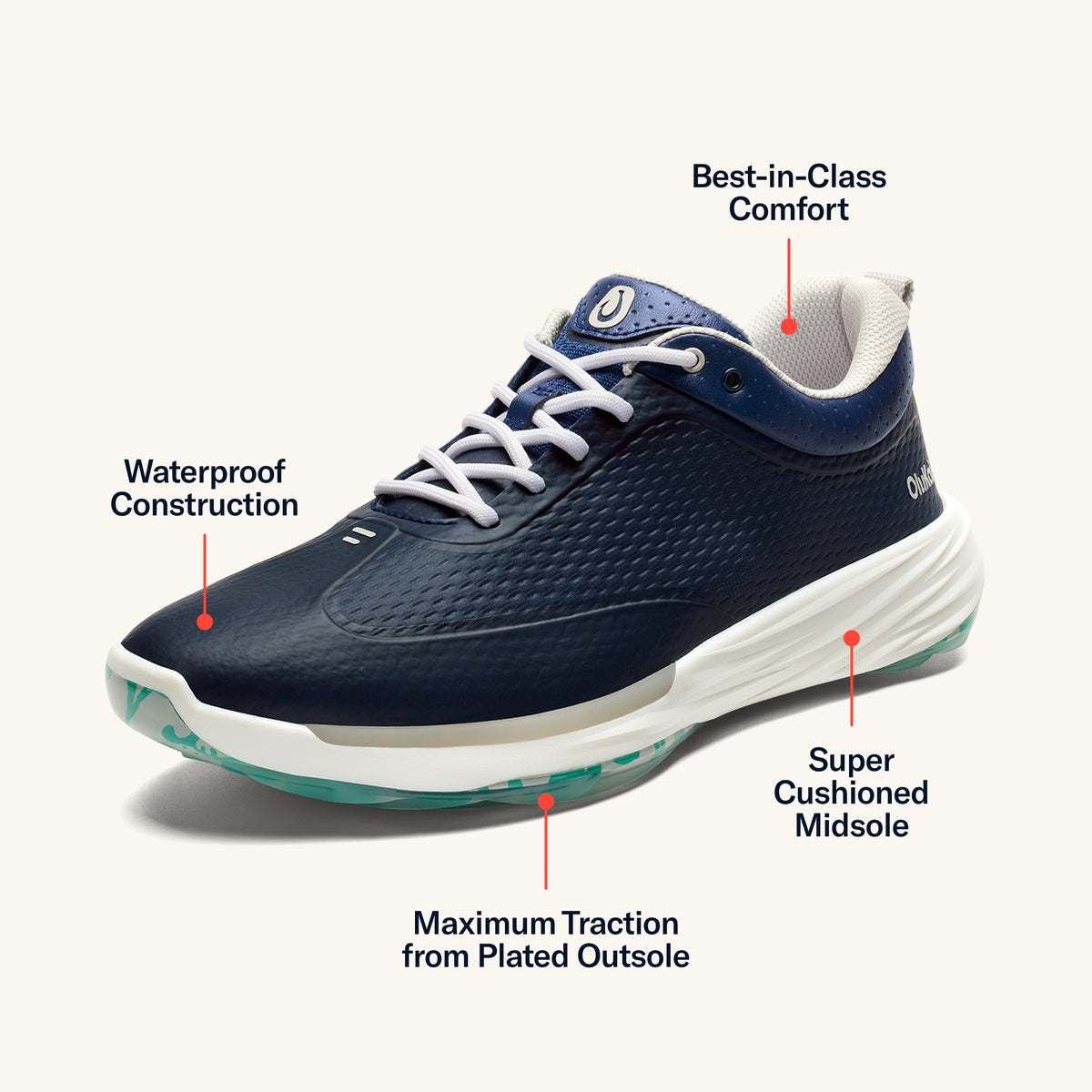 OluKai | Mākena Men’s Waterproof Golf Shoes - Mood Indigo
