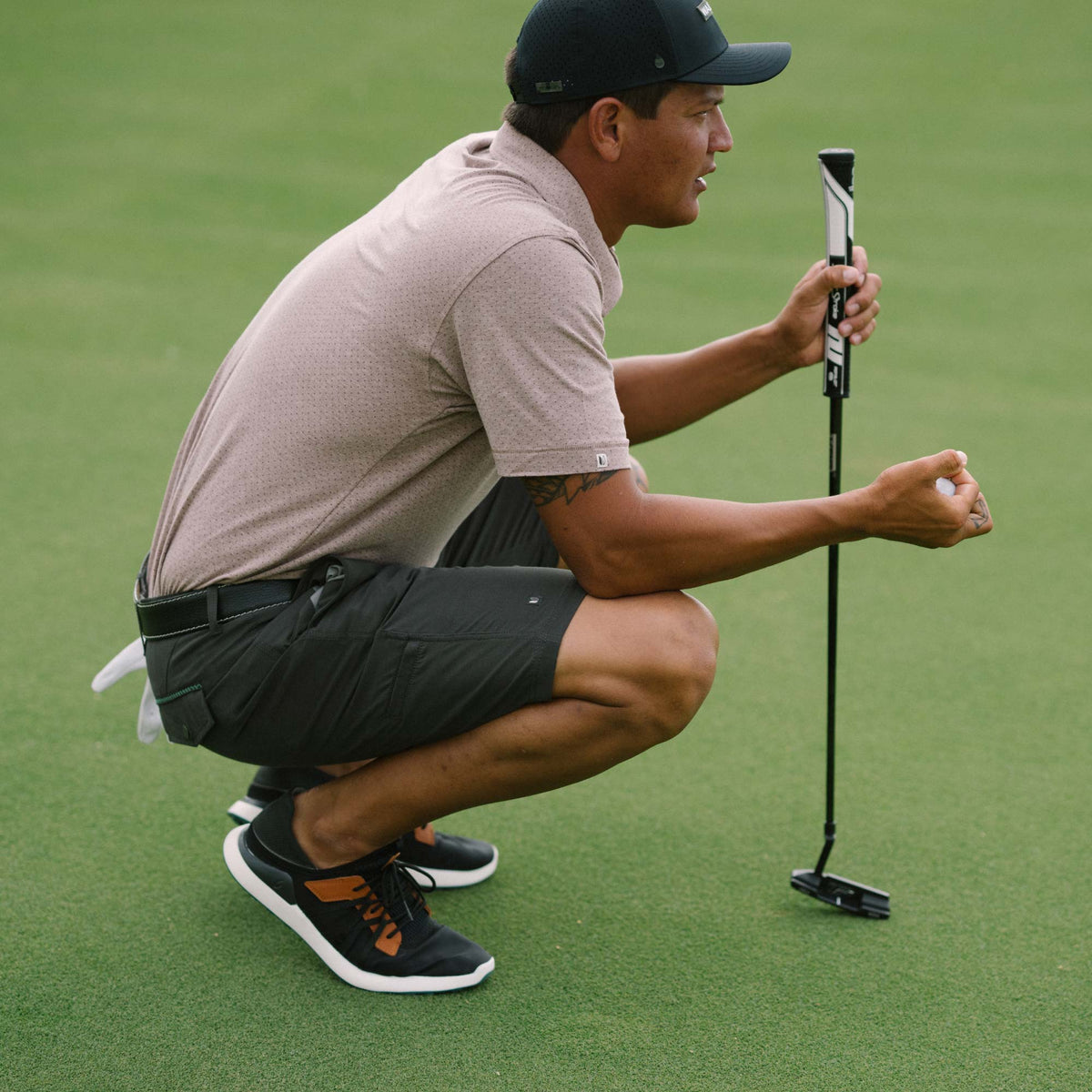 OluKai | Manele Men’s Breathable Golf Shoes - Black / Dark Shadow