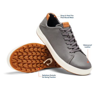 OluKai | Wai‘alae Men’s Waterproof Leather Golf Shoes - Stone