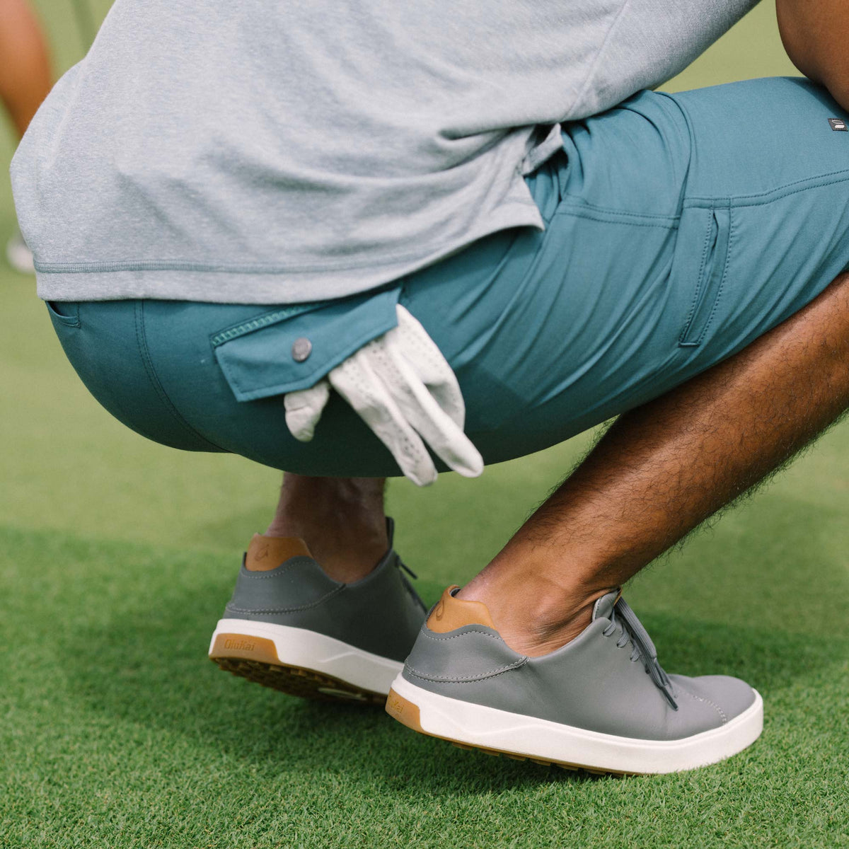 OluKai | Wai‘alae Men’s Waterproof Leather Golf Shoes - Stone