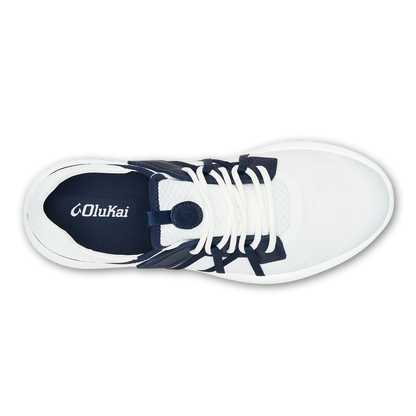OluKai | Manele Men’s Breathable Golf Shoes - Bright White / Mood Indigo