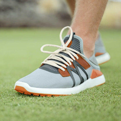 OluKai | Manele Men’s Breathable Golf Shoes - Pale Moss / Molten Orange