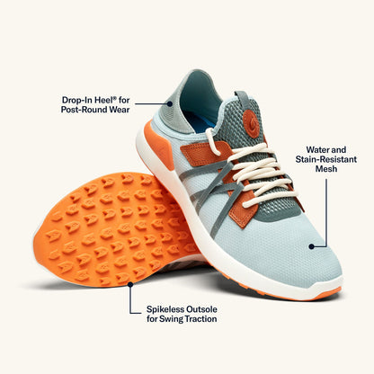 OluKai | Manele Men’s Breathable Golf Shoes - Pale Moss / Molten Orange