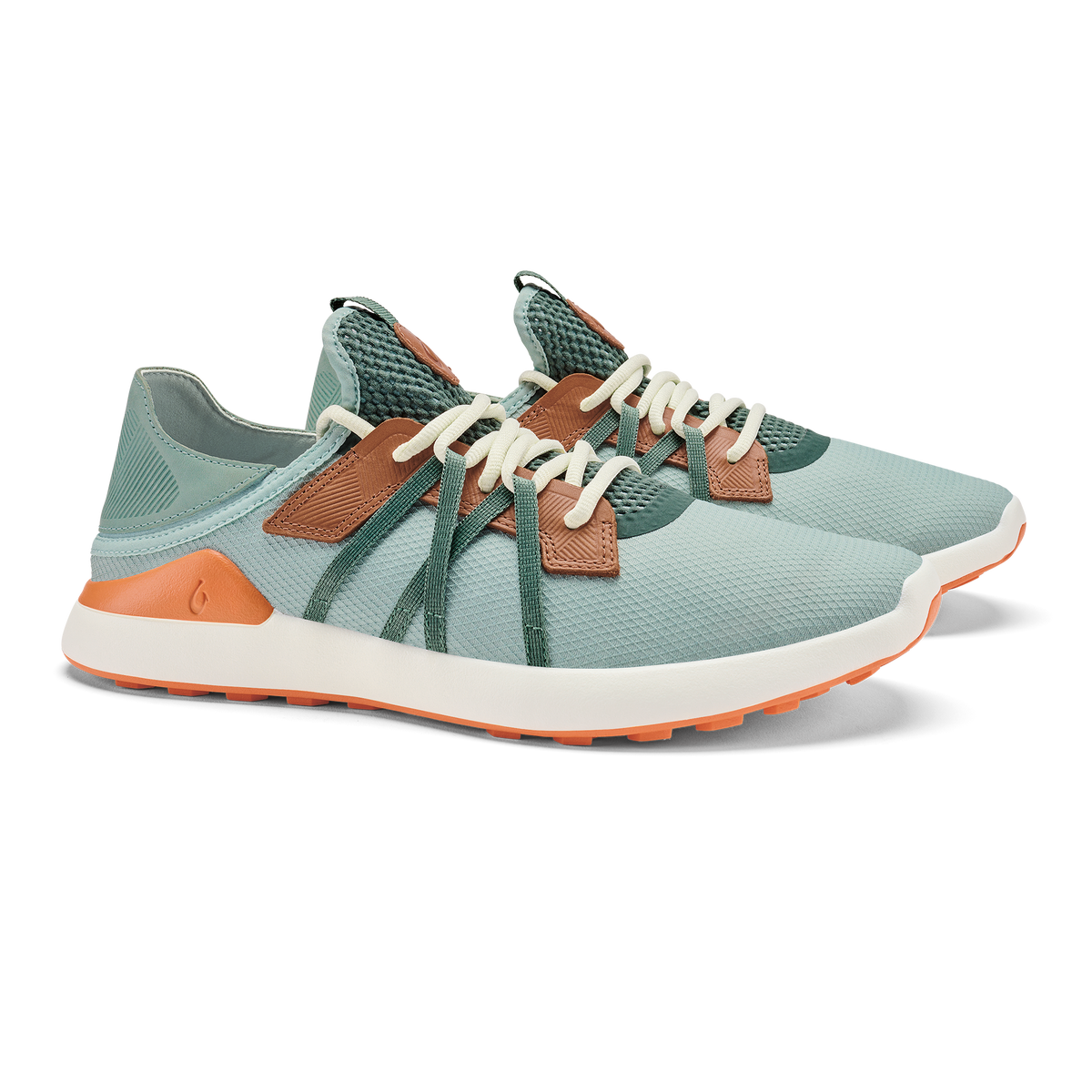 OluKai | Manele Men’s Breathable Golf Shoes - Pale Moss / Molten Orange