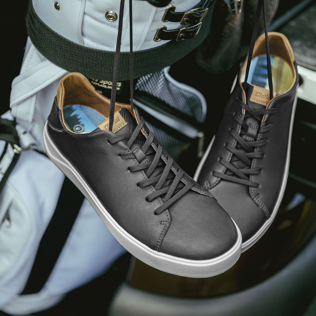 OluKai | Wai‘alae Men’s Waterproof Leather Golf Shoes - Black