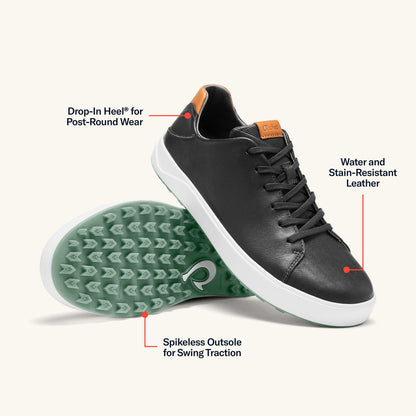 OluKai | Wai‘alae Men’s Waterproof Leather Golf Shoes - Black