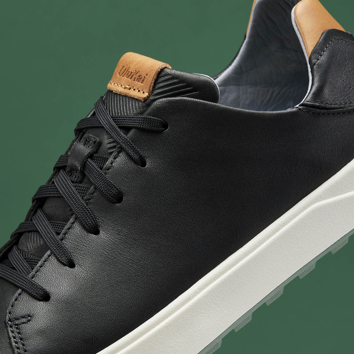 OluKai | Wai‘alae Men’s Waterproof Leather Golf Shoes - Black