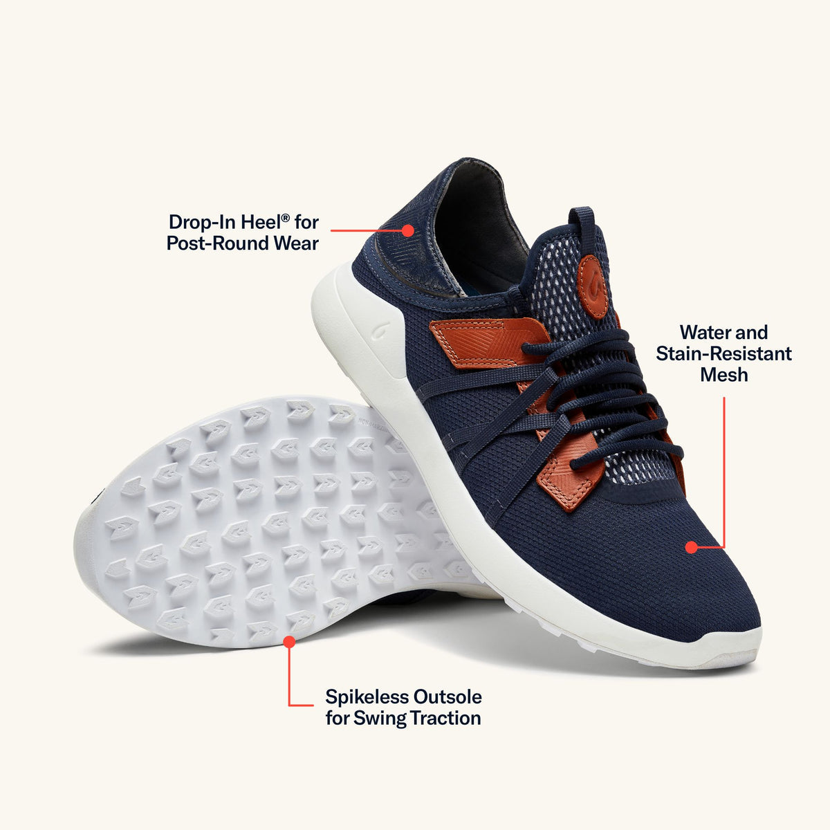 OluKai | Manele Men’s Breathable Golf Shoes - Trench Blue
