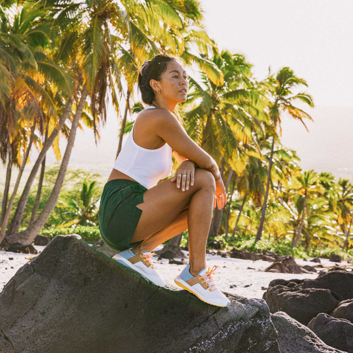 OluKai | Wailuku Women’s Athletic Shoes - Bright White / Sea Ice