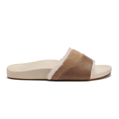 OluKai | Hō‘ala Slide Women’s Slide Slipper Sandals - Tan / Puka